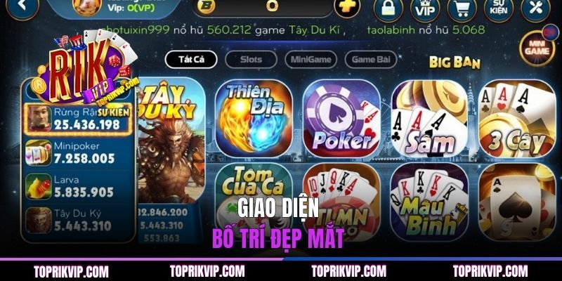 Giao diện bố trí đẹp mắt