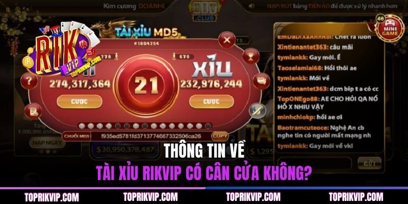 Thông tin về Tài Xỉu RIKVIP có cân cửa không?
